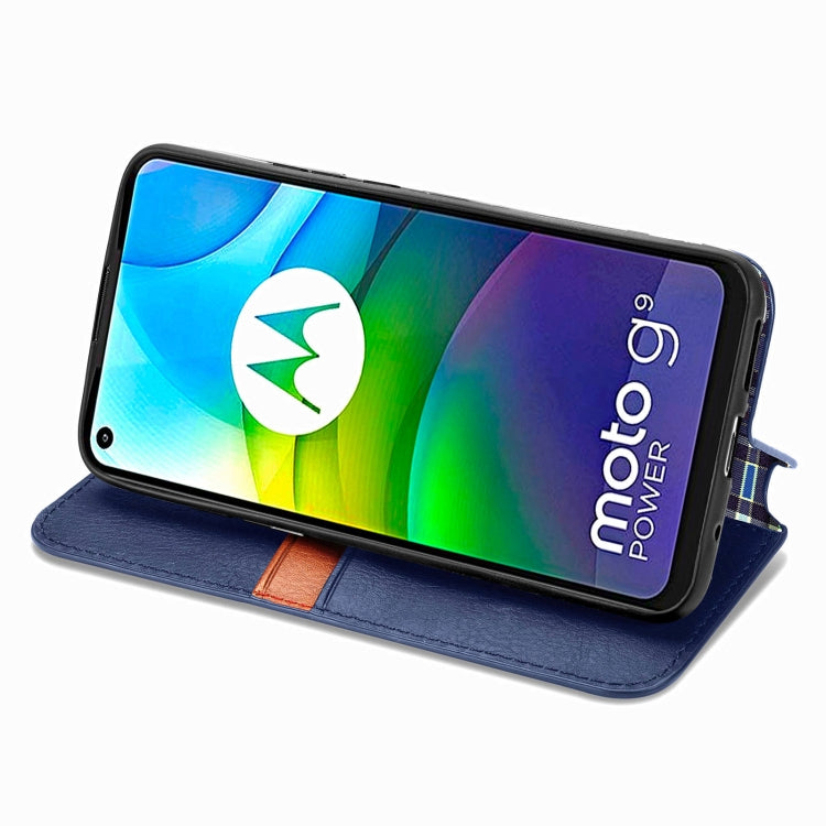 For Motorola G9 power Cubic Grid Pressed Horizontal Flip Magnetic PU Leather Case with Holder & Card Slots & Wallet
