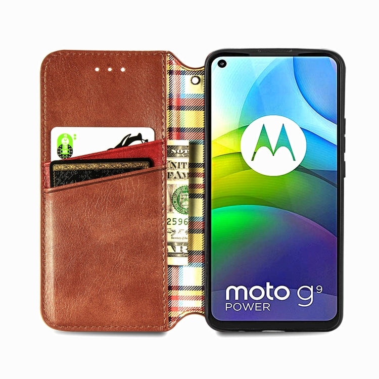 For Motorola G9 power Cubic Grid Pressed Horizontal Flip Magnetic PU Leather Case with Holder & Card Slots & Wallet