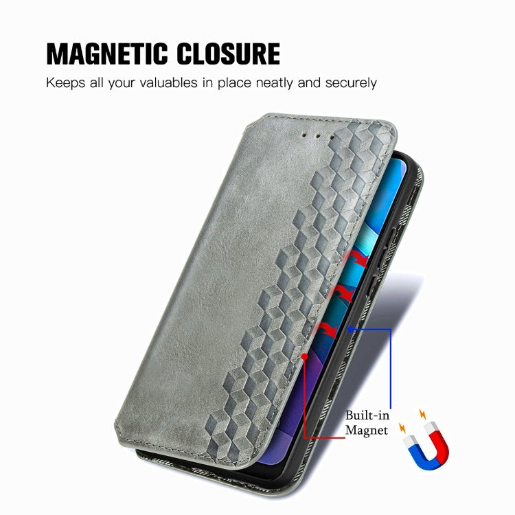 For Motorola G9 power Cubic Grid Pressed Horizontal Flip Magnetic PU Leather Case with Holder & Card Slots & Wallet
