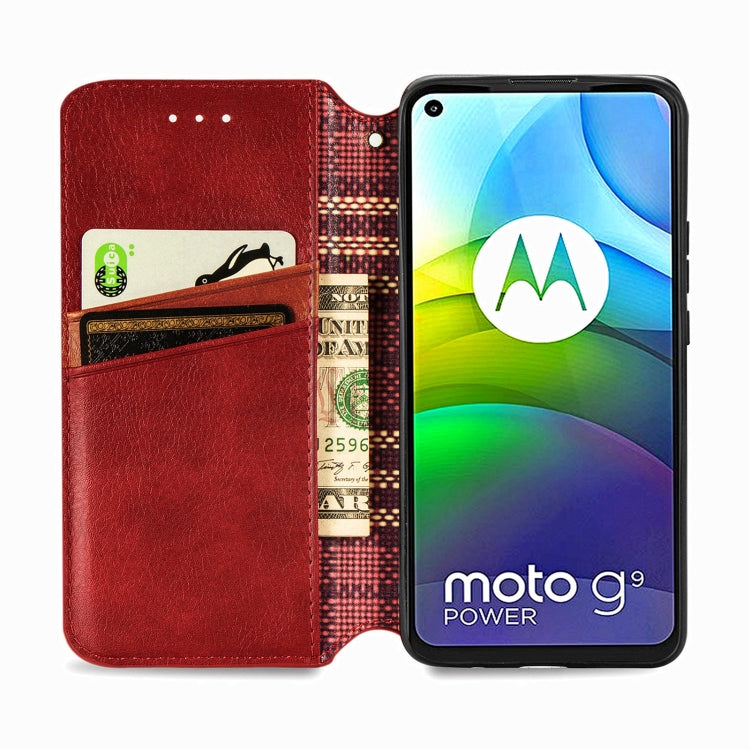 For Motorola G9 power Cubic Grid Pressed Horizontal Flip Magnetic PU Leather Case with Holder & Card Slots & Wallet