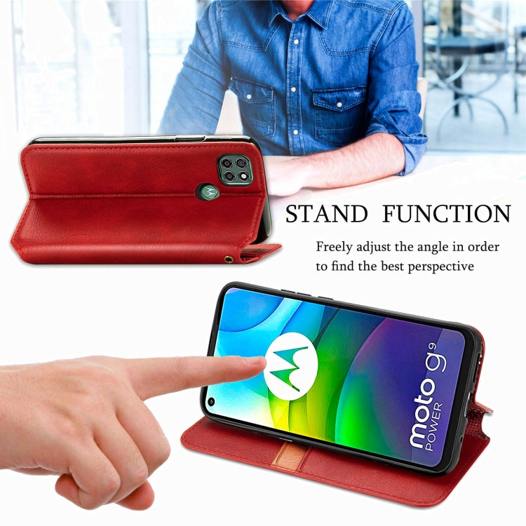 For Motorola G9 power Cubic Grid Pressed Horizontal Flip Magnetic PU Leather Case with Holder & Card Slots & Wallet