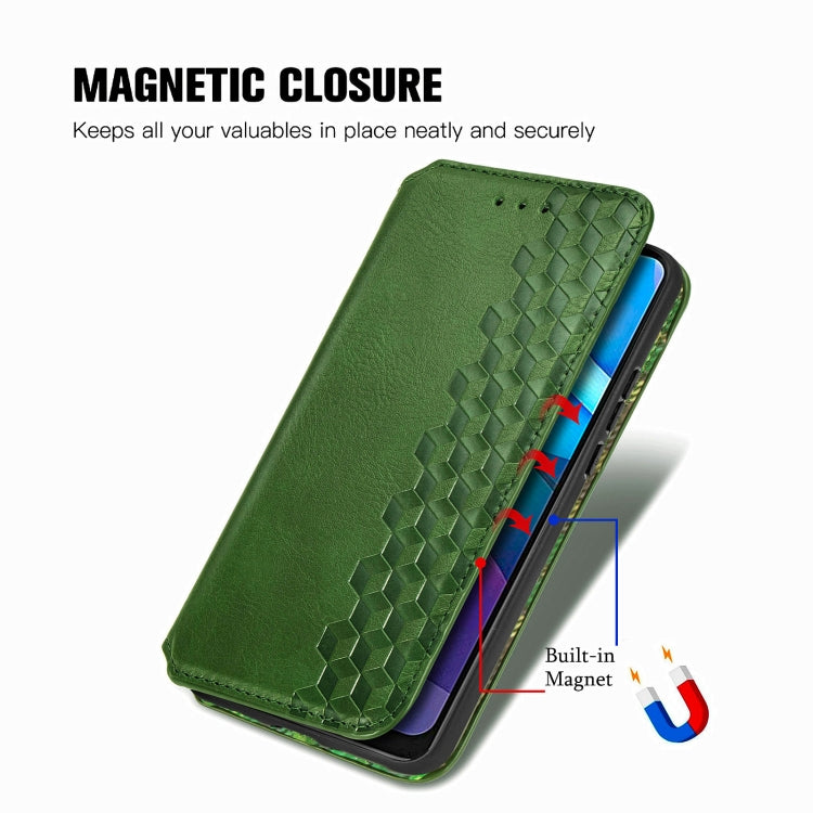 For Motorola G9 power Cubic Grid Pressed Horizontal Flip Magnetic PU Leather Case with Holder & Card Slots & Wallet