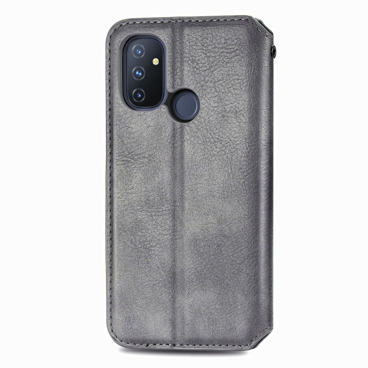 For One Plus Nord N100 Cubic Grid Pressed Horizontal Flip Magnetic PU Leather Case with Holder & Card Slots & Wallet