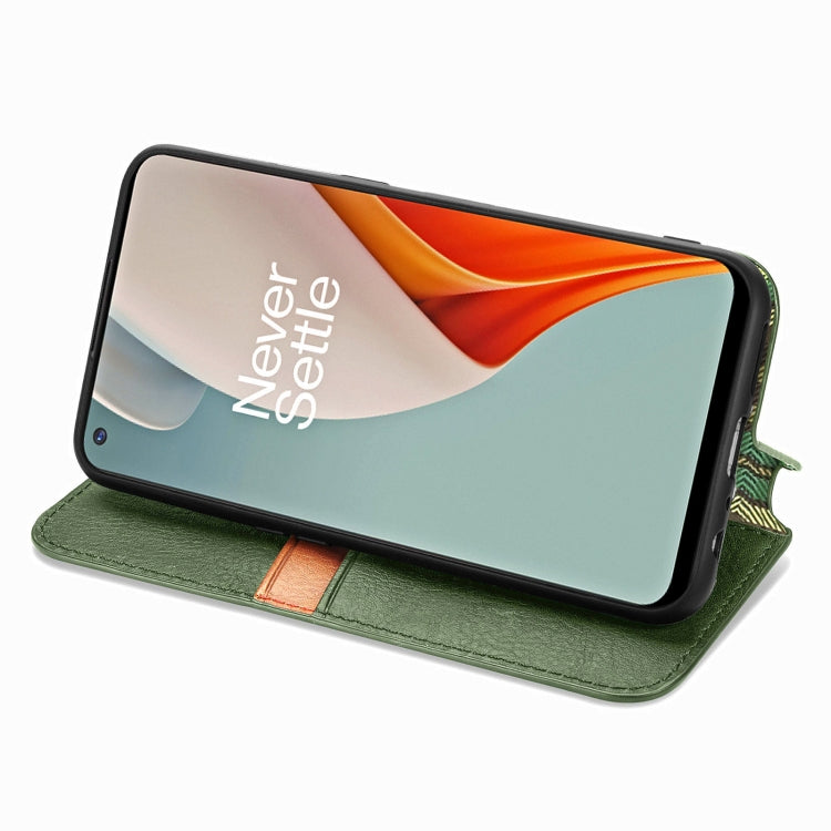 For One Plus Nord N100 Cubic Grid Pressed Horizontal Flip Magnetic PU Leather Case with Holder & Card Slots & Wallet