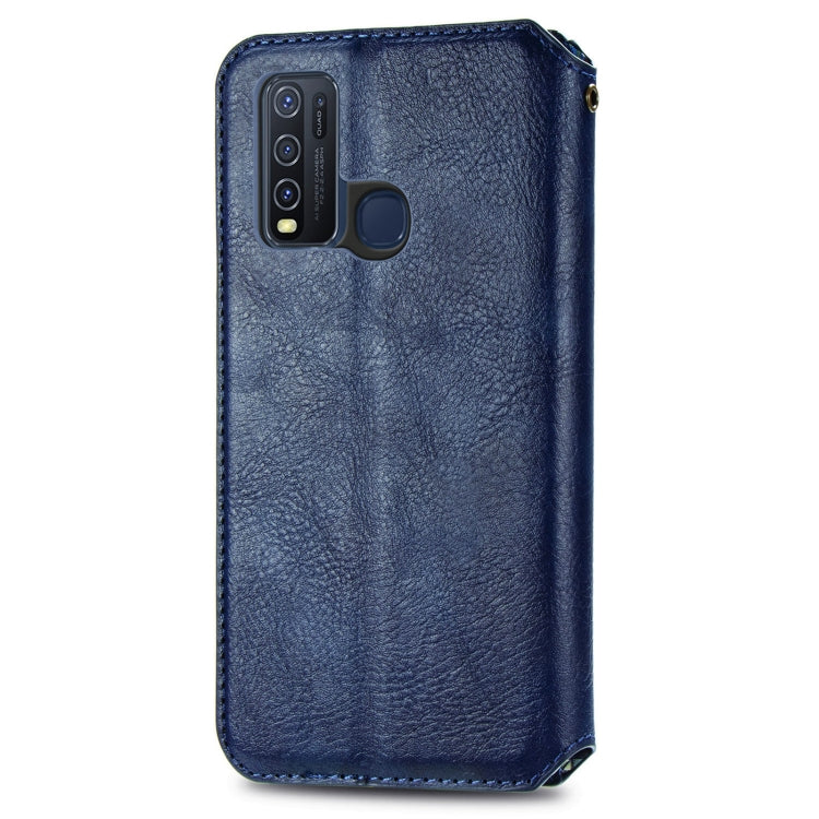 For vivo Y50 Cubic Grid Pressed Horizontal Flip Magnetic PU Leather Case with Holder & Card Slots & Wallet