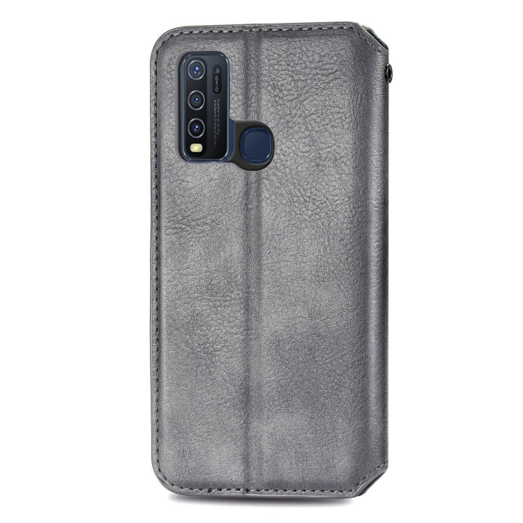 For vivo Y50 Cubic Grid Pressed Horizontal Flip Magnetic PU Leather Case with Holder & Card Slots & Wallet