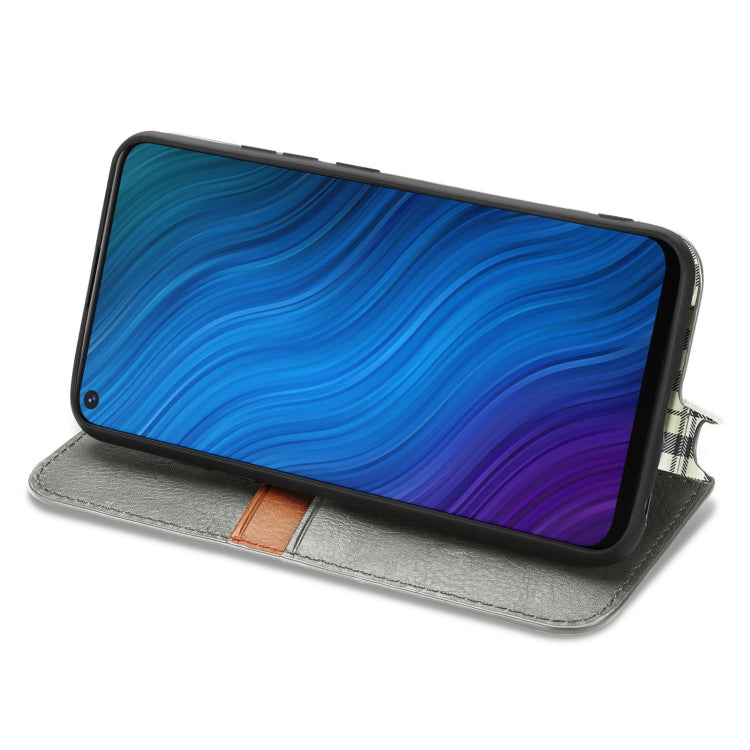 For vivo Y50 Cubic Grid Pressed Horizontal Flip Magnetic PU Leather Case with Holder & Card Slots & Wallet