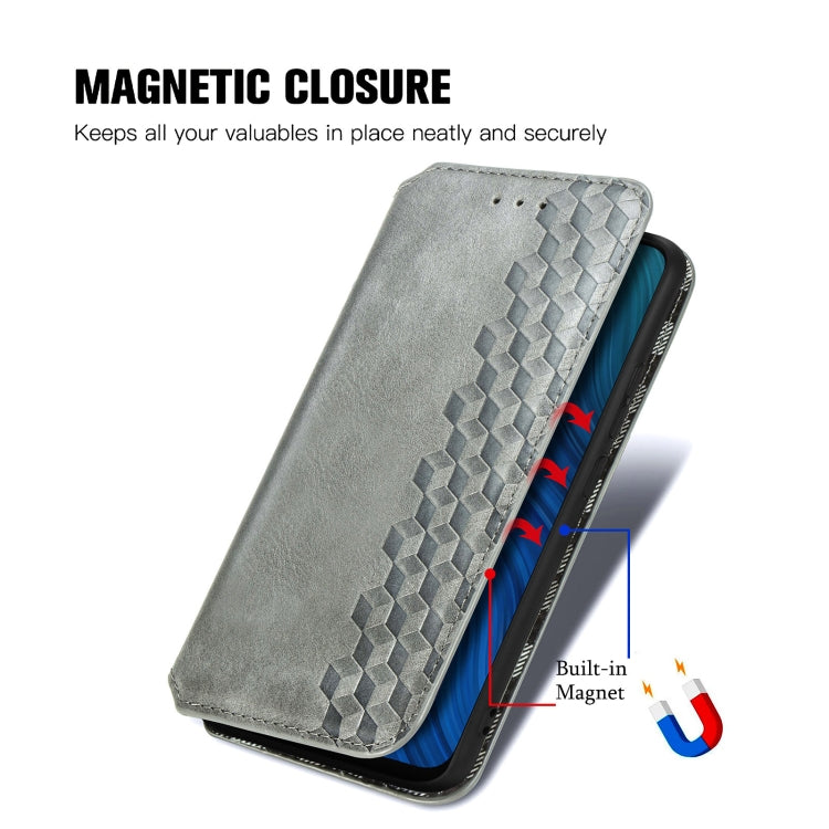 For vivo Y50 Cubic Grid Pressed Horizontal Flip Magnetic PU Leather Case with Holder & Card Slots & Wallet