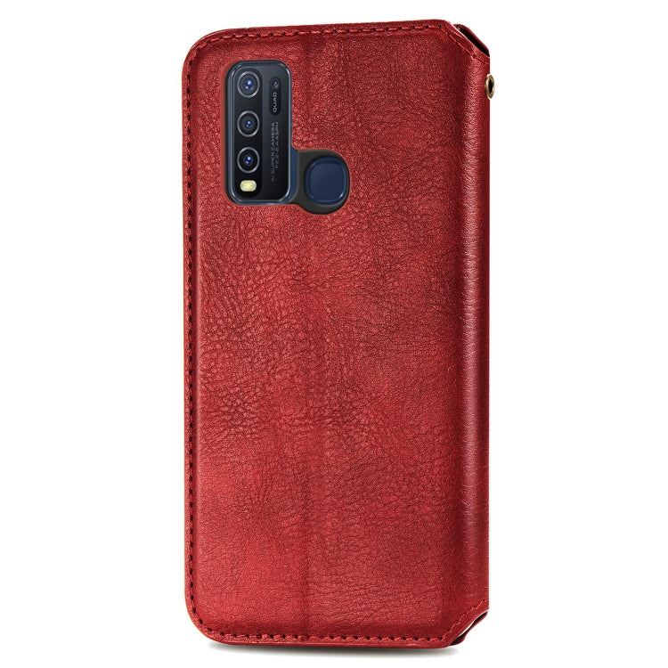 For vivo Y50 Cubic Grid Pressed Horizontal Flip Magnetic PU Leather Case with Holder & Card Slots & Wallet