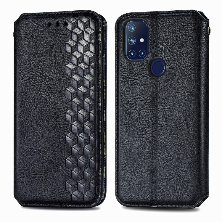 For OnePlus N10 Cubic Grid Pressed Horizontal Flip Magnetic PU Leather Case with Holder & Card Slots & Wallet
