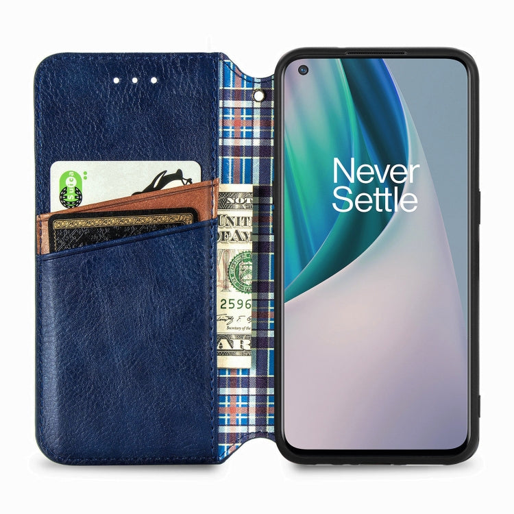 For OnePlus N10 Cubic Grid Pressed Horizontal Flip Magnetic PU Leather Case with Holder & Card Slots & Wallet