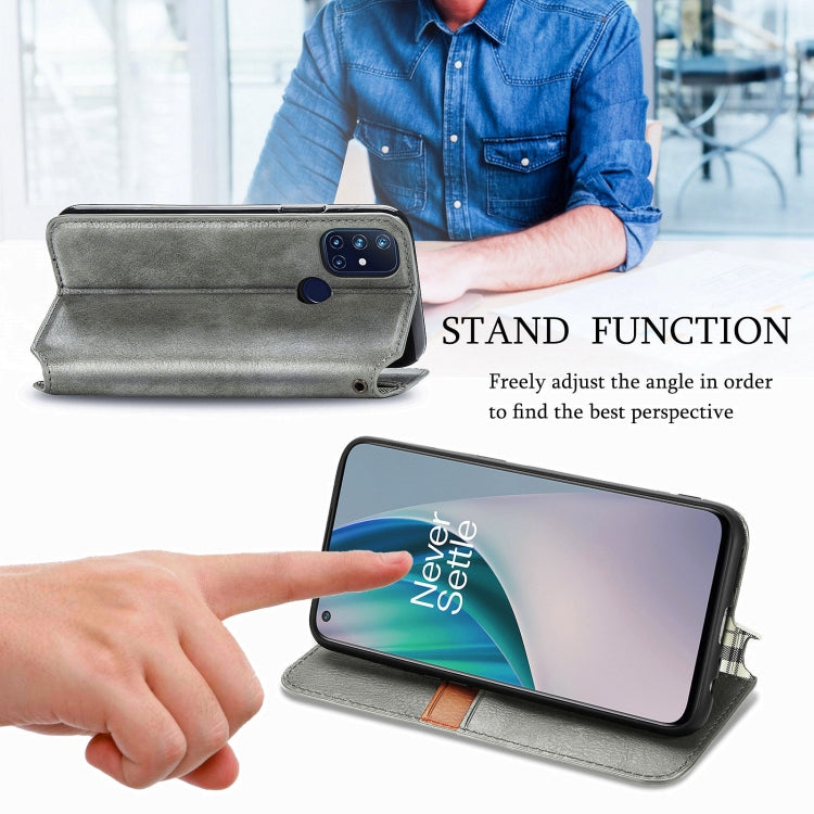 For OnePlus N10 Cubic Grid Pressed Horizontal Flip Magnetic PU Leather Case with Holder & Card Slots & Wallet