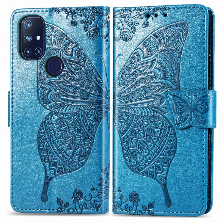For OnePlus Nord N10 5G Butterfly Love Flower Embossed Horizontal Flip Leather Case with Bracket / Card Slot / Wallet / Lanyard