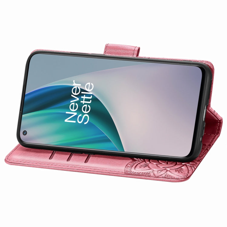 For OnePlus Nord N10 5G Butterfly Love Flower Embossed Horizontal Flip Leather Case with Bracket / Card Slot / Wallet / Lanyard