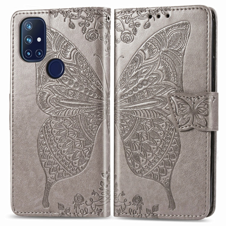 For OnePlus Nord N10 5G Butterfly Love Flower Embossed Horizontal Flip Leather Case with Bracket / Card Slot / Wallet / Lanyard