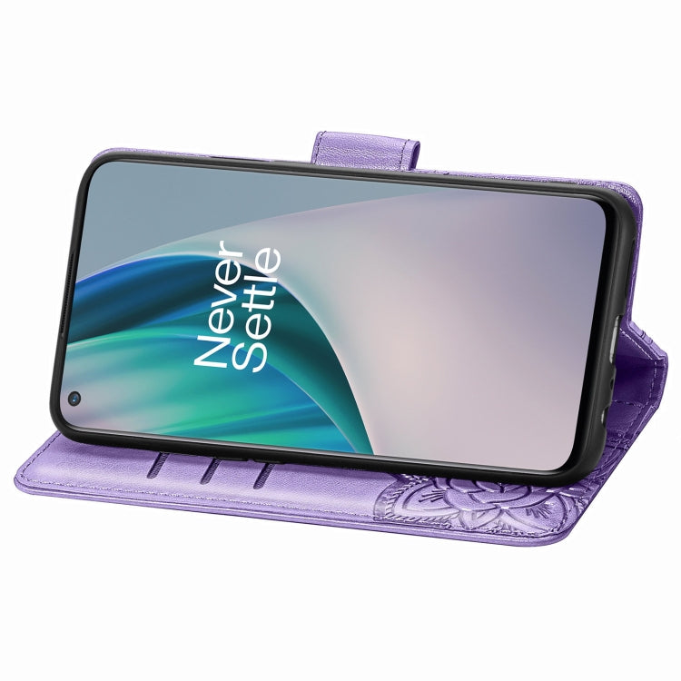 For OnePlus Nord N10 5G Butterfly Love Flower Embossed Horizontal Flip Leather Case with Bracket / Card Slot / Wallet / Lanyard