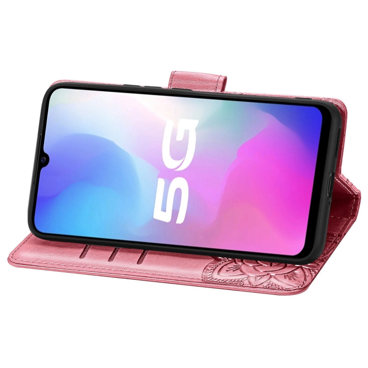 For vivo Y73s Butterfly Love Flower Embossed Horizontal Flip Leather Case with Bracket / Card Slot / Wallet / Lanyard