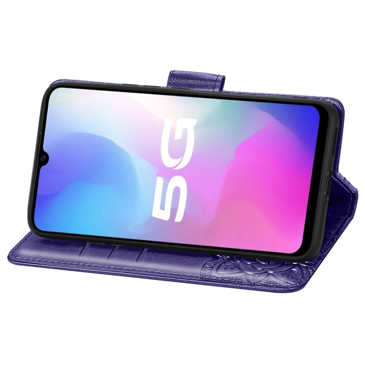 For vivo Y73s Butterfly Love Flower Embossed Horizontal Flip Leather Case with Bracket / Card Slot / Wallet / Lanyard