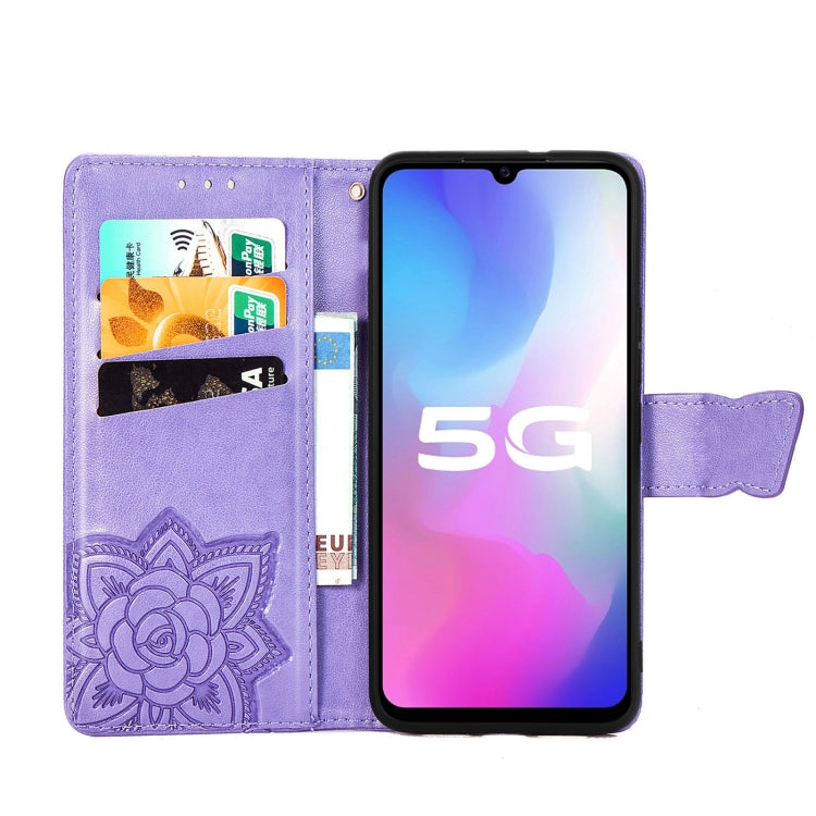 For vivo Y73s Butterfly Love Flower Embossed Horizontal Flip Leather Case with Bracket / Card Slot / Wallet / Lanyard