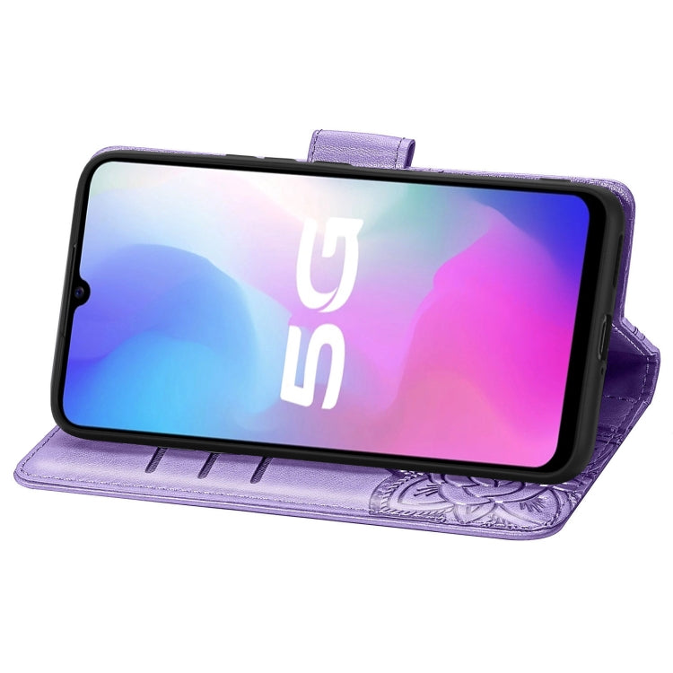 For vivo Y73s Butterfly Love Flower Embossed Horizontal Flip Leather Case with Bracket / Card Slot / Wallet / Lanyard