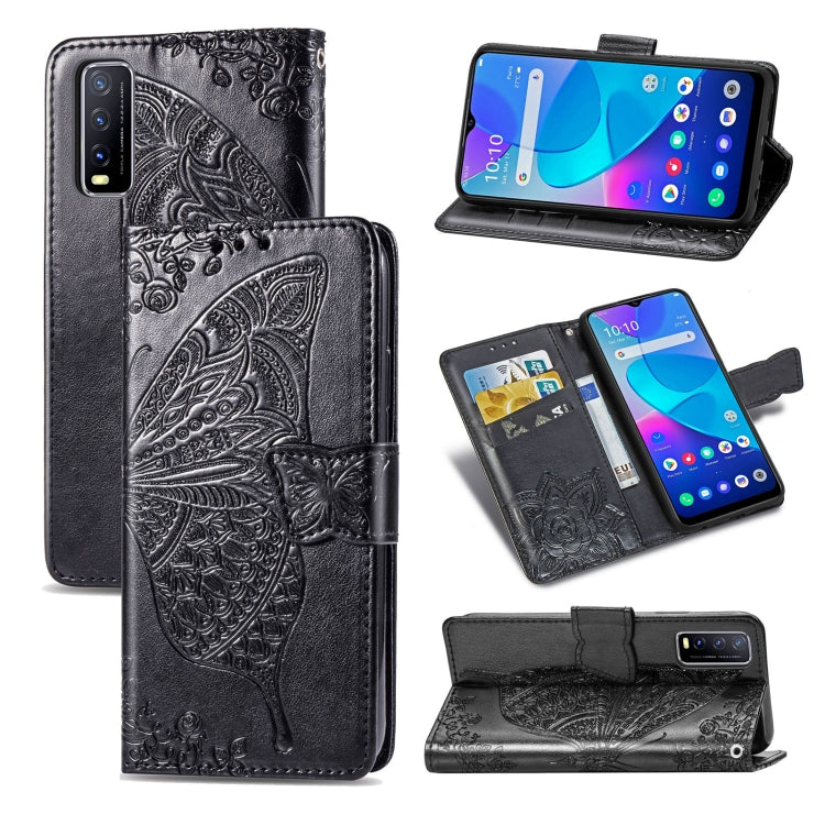 For vivo Y20 Butterfly Love Flower Embossed Horizontal Flip Leather Case with Bracket / Card Slot / Wallet / Lanyard