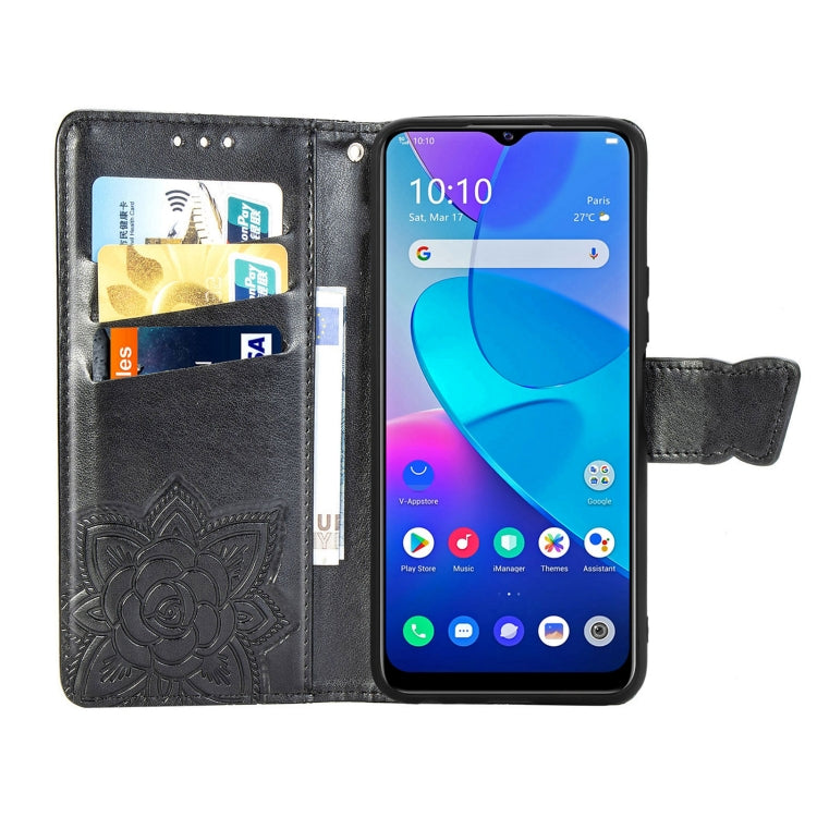 For vivo Y20 Butterfly Love Flower Embossed Horizontal Flip Leather Case with Bracket / Card Slot / Wallet / Lanyard