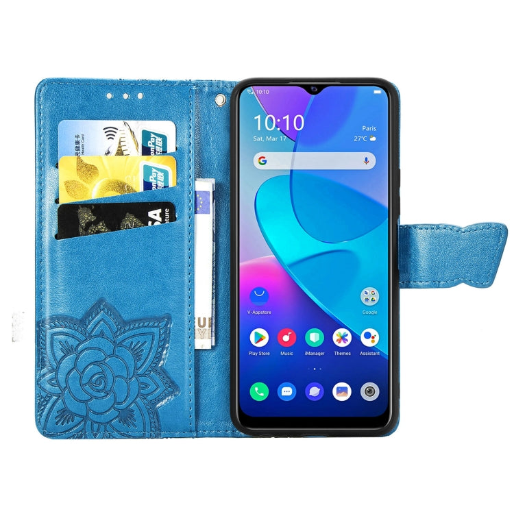For vivo Y20 Butterfly Love Flower Embossed Horizontal Flip Leather Case with Bracket / Card Slot / Wallet / Lanyard