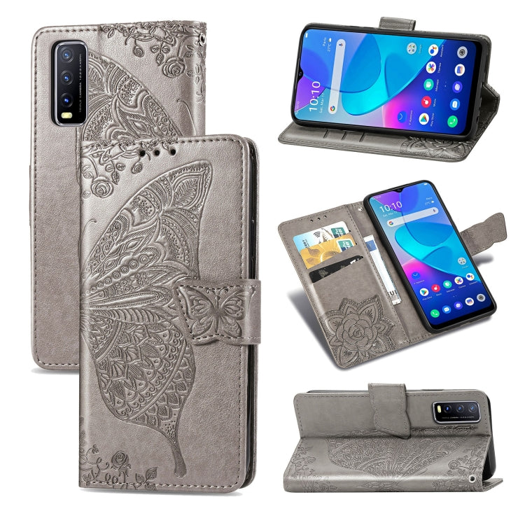 For vivo Y20 Butterfly Love Flower Embossed Horizontal Flip Leather Case with Bracket / Card Slot / Wallet / Lanyard