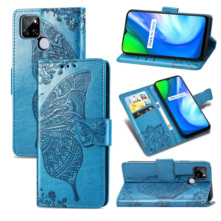 For OPPO Realme V3 Butterfly Love Flower Embossed Horizontal Flip Leather Case with Bracket / Card Slot / Wallet / Lanyard