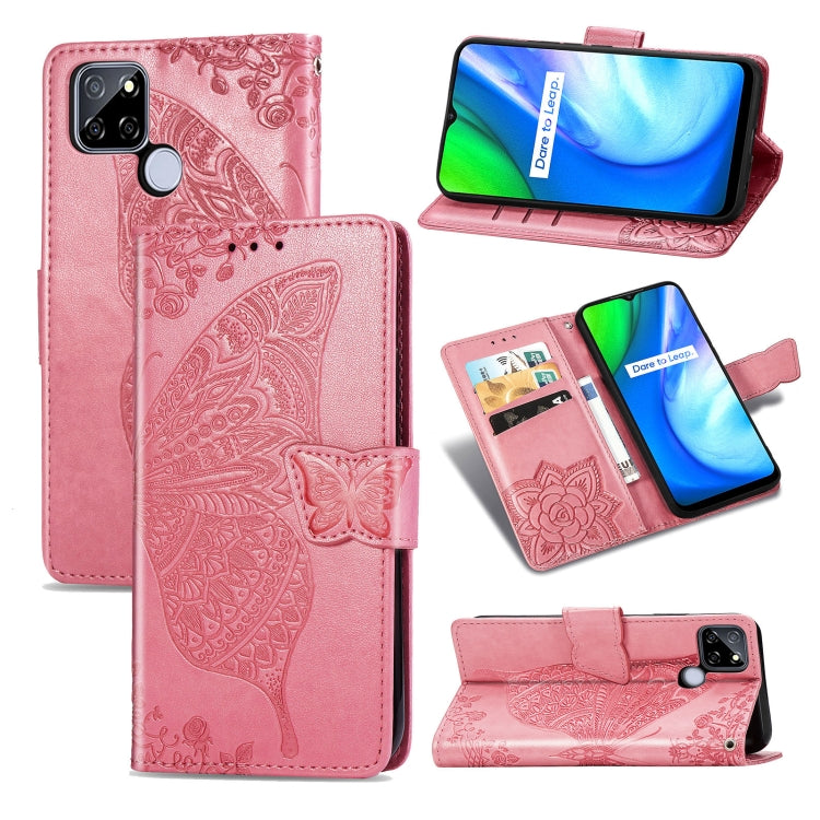 For OPPO Realme V3 Butterfly Love Flower Embossed Horizontal Flip Leather Case with Bracket / Card Slot / Wallet / Lanyard
