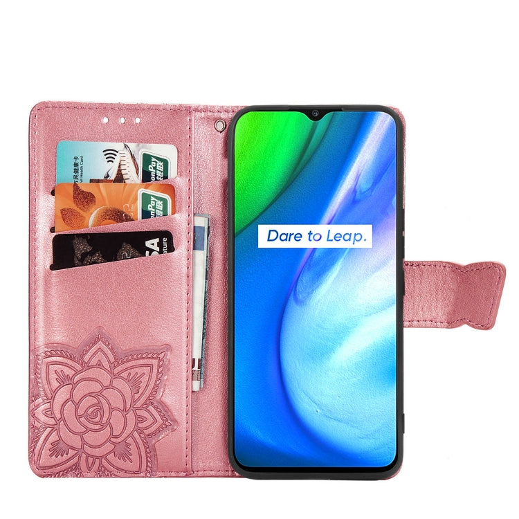 For OPPO Realme V3 Butterfly Love Flower Embossed Horizontal Flip Leather Case with Bracket / Card Slot / Wallet / Lanyard