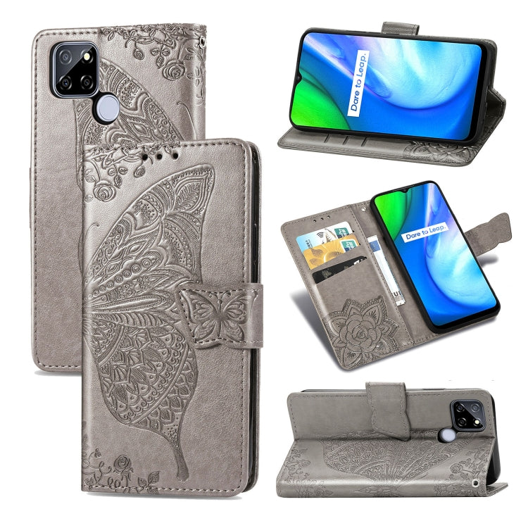 For OPPO Realme V3 Butterfly Love Flower Embossed Horizontal Flip Leather Case with Bracket / Card Slot / Wallet / Lanyard