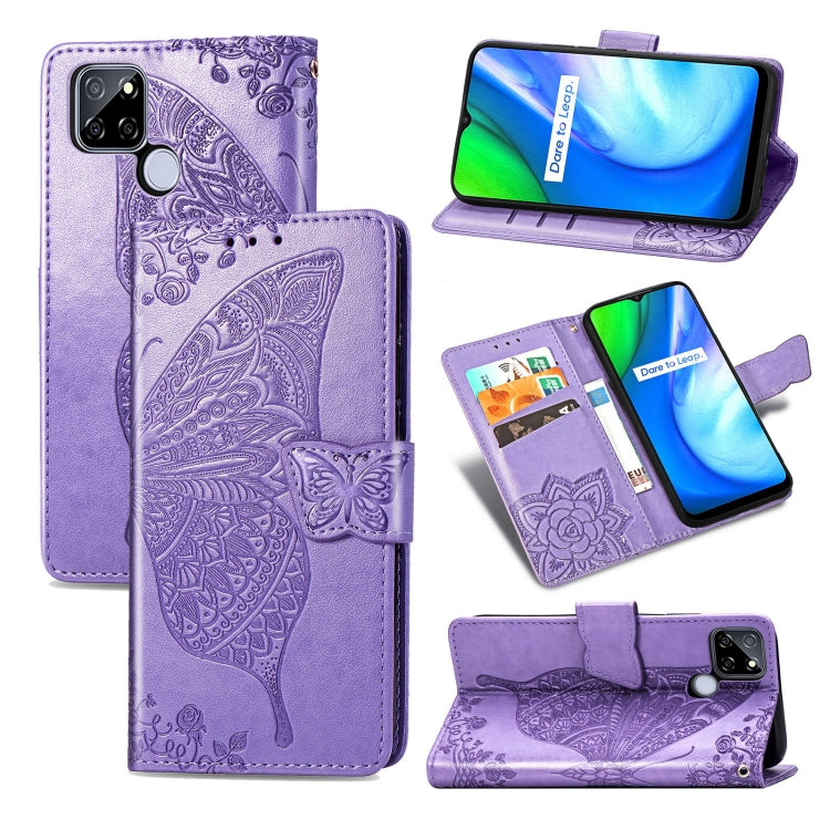 For OPPO Realme V3 Butterfly Love Flower Embossed Horizontal Flip Leather Case with Bracket / Card Slot / Wallet / Lanyard