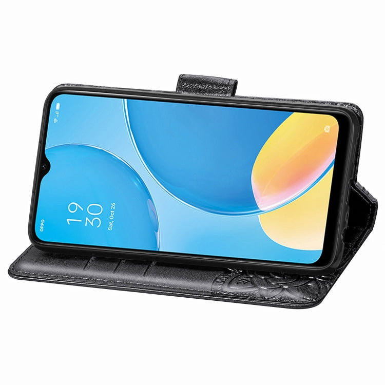 For OPPO A15 Butterfly Love Flower Embossed Horizontal Flip Leather Case with Bracket / Card Slot / Wallet / Lanyard