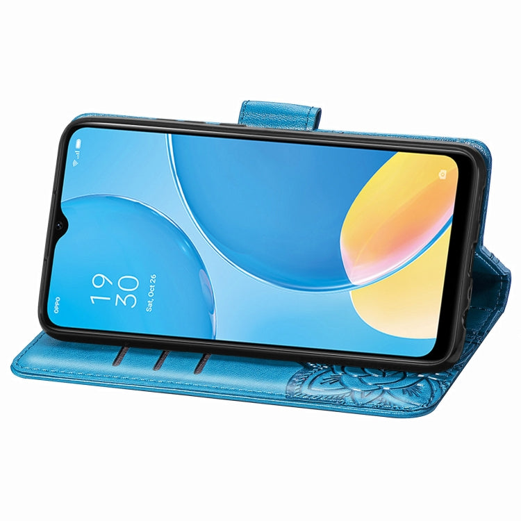 For OPPO A15 Butterfly Love Flower Embossed Horizontal Flip Leather Case with Bracket / Card Slot / Wallet / Lanyard