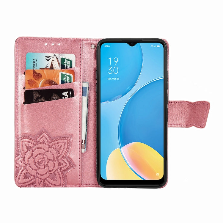 For OPPO A15 Butterfly Love Flower Embossed Horizontal Flip Leather Case with Bracket / Card Slot / Wallet / Lanyard