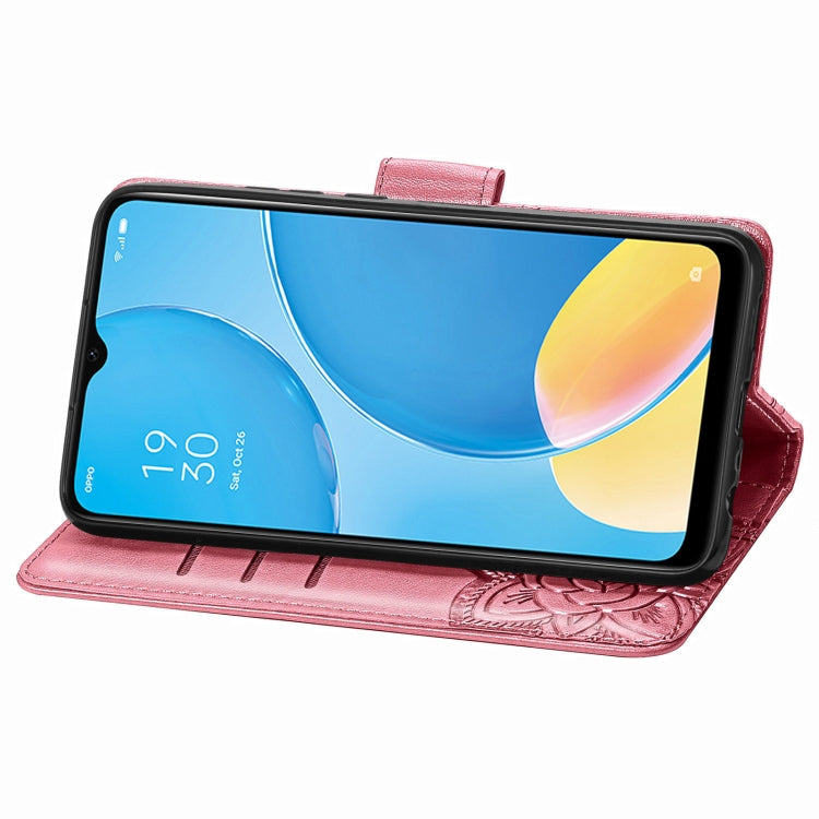 For OPPO A15 Butterfly Love Flower Embossed Horizontal Flip Leather Case with Bracket / Card Slot / Wallet / Lanyard