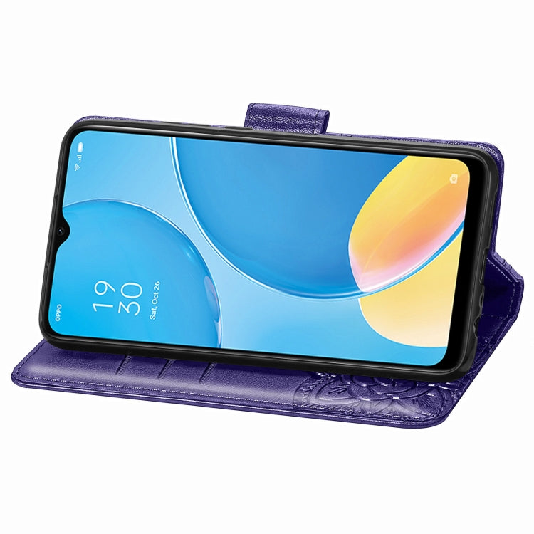 For OPPO A15 Butterfly Love Flower Embossed Horizontal Flip Leather Case with Bracket / Card Slot / Wallet / Lanyard