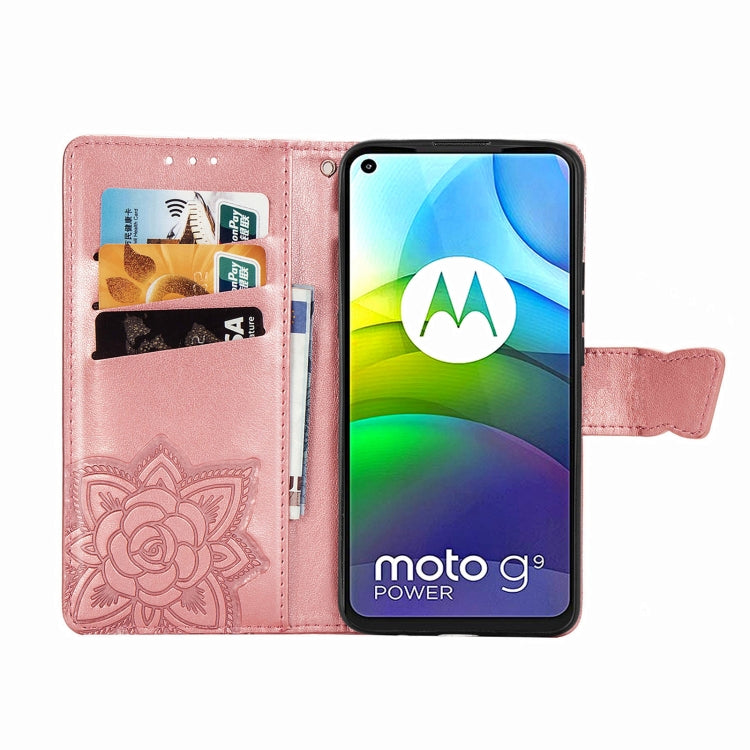 For Motorola Moto G9 Power Butterfly Love Flower Embossed Horizontal Flip Leather Case with Bracket / Card Slot / Wallet / Lanyard