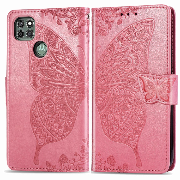 For Motorola Moto G9 Power Butterfly Love Flower Embossed Horizontal Flip Leather Case with Bracket / Card Slot / Wallet / Lanyard