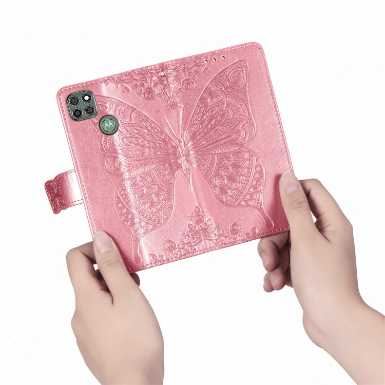 For Motorola Moto G9 Power Butterfly Love Flower Embossed Horizontal Flip Leather Case with Bracket / Card Slot / Wallet / Lanyard