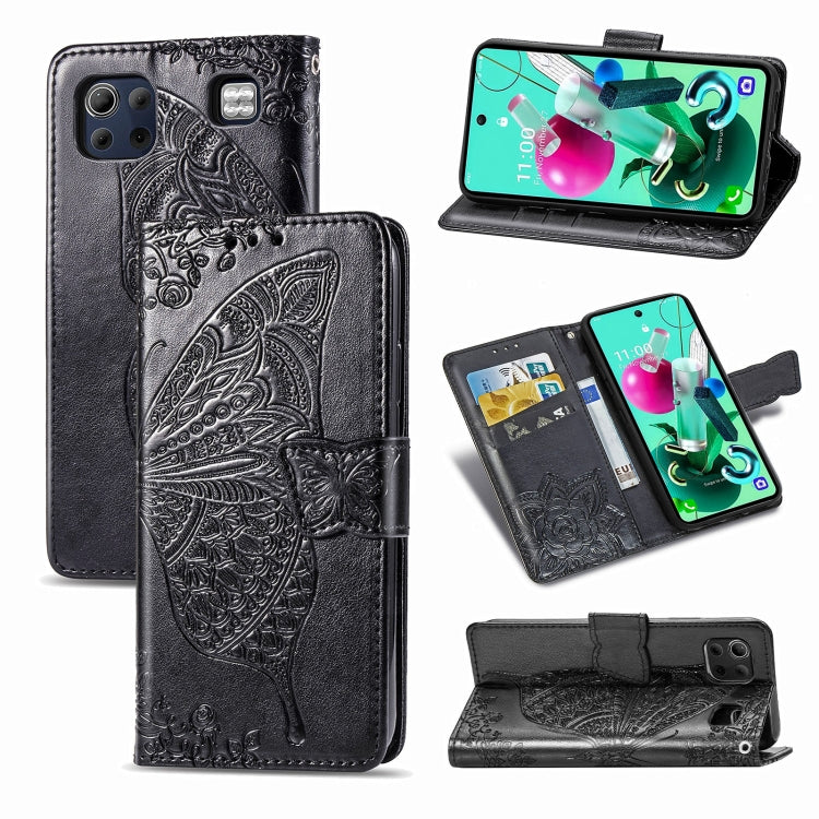 For LG K92 5G Butterfly Love Flower Embossed Horizontal Flip Leather Case with Bracket / Card Slot / Wallet / Lanyard