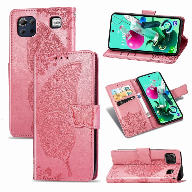 For LG K92 5G Butterfly Love Flower Embossed Horizontal Flip Leather Case with Bracket / Card Slot / Wallet / Lanyard