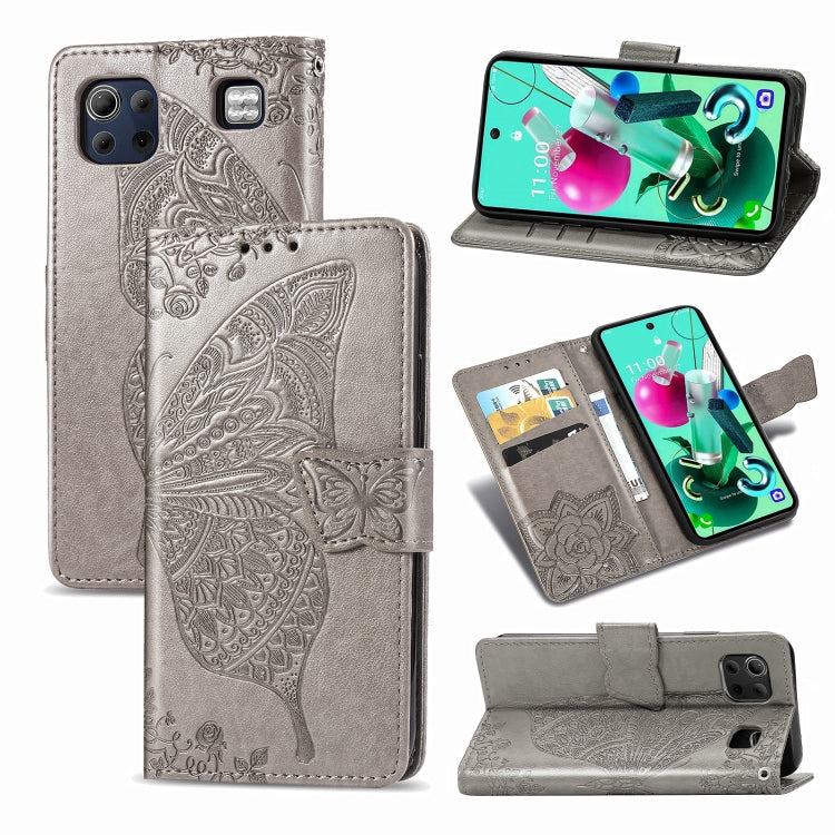 For LG K92 5G Butterfly Love Flower Embossed Horizontal Flip Leather Case with Bracket / Card Slot / Wallet / Lanyard