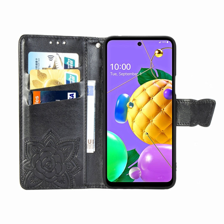 For LG K52 Butterfly Love Flower Embossed Horizontal Flip Leather Case with Bracket / Card Slot / Wallet / Lanyard