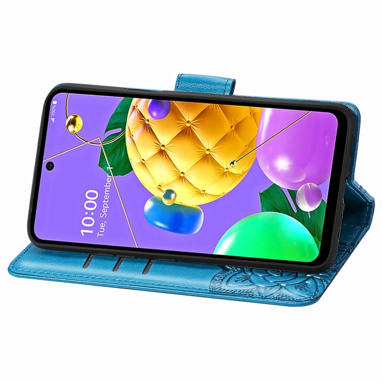 For LG K52 Butterfly Love Flower Embossed Horizontal Flip Leather Case with Bracket / Card Slot / Wallet / Lanyard