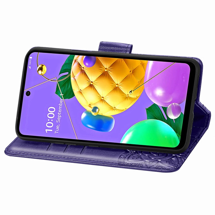 For LG K52 Butterfly Love Flower Embossed Horizontal Flip Leather Case with Bracket / Card Slot / Wallet / Lanyard