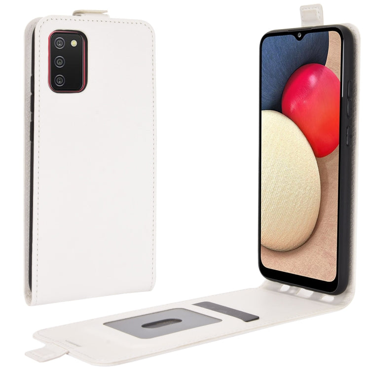 For Samsung Galaxy A02s (EU Version) R64 Texture Single Vertical Flip Leather Protective Case with Card Slots & Photo Frame