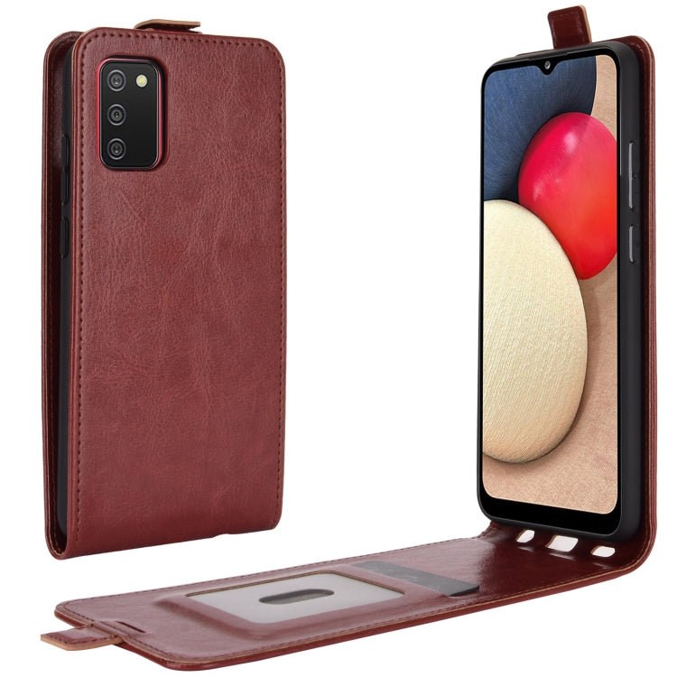 For Samsung Galaxy A02s (EU Version) R64 Texture Single Vertical Flip Leather Protective Case with Card Slots & Photo Frame