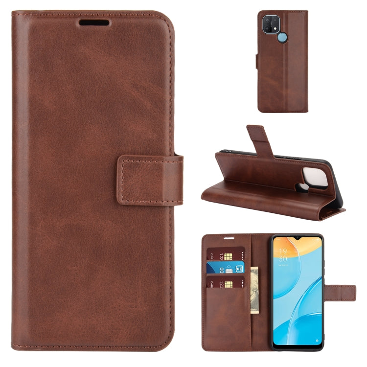 Retro Calf Pattern Buckle Horizontal Flip Leather Case with Holder & Card Slots & Wallet For OPPO A15